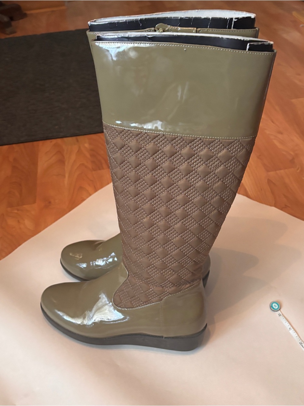 Cole Haan Nike Air Quilted Tali Wedge Rain Boots - Women's Size 7 - Olive Green - Picture 4 of 10